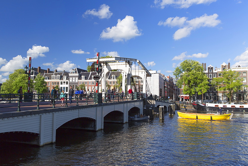 Skinny Bridge (Magere Brug) on Amstel River, Amsterdam, Netherlands, Europe