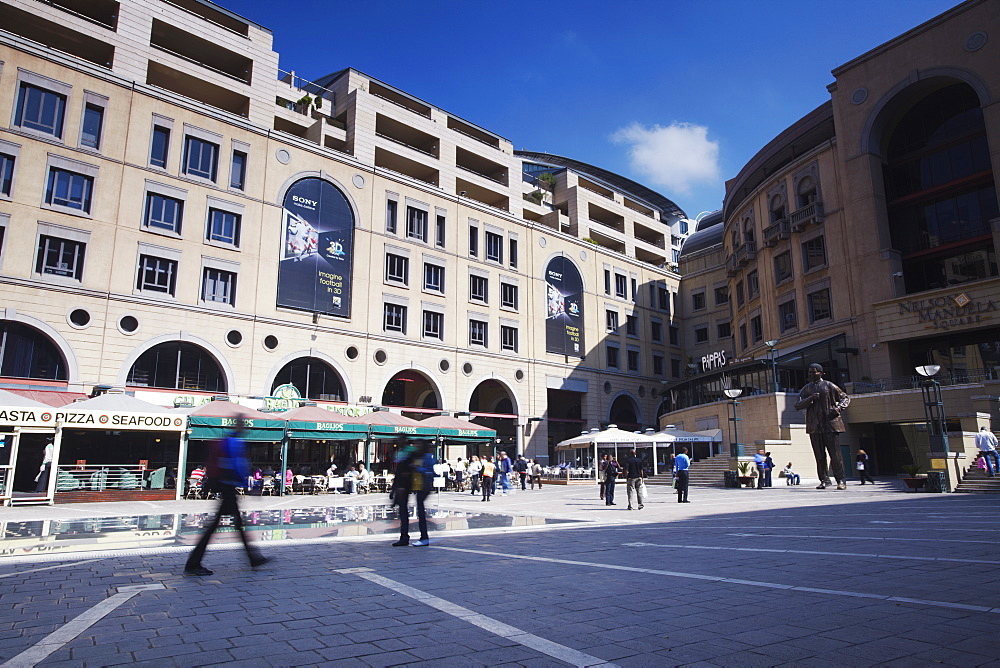 People walking through Nelson Mandela Square, Sandton, Johannesburg, Gauteng, South Africa, Africa