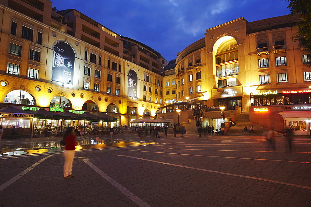 Nelson Mandela Square at dusk, Sandton, Johannesburg, Gauteng, South Africa, Africa