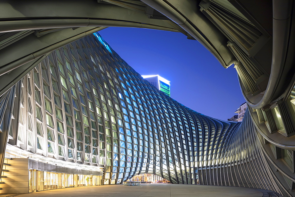 Phoenix International Media Centre at dusk, Beijing, China, Asia