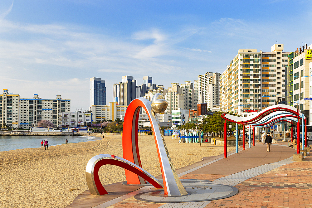 Sculpture on Gwangalli Beach, Busan, South Korea, Asia