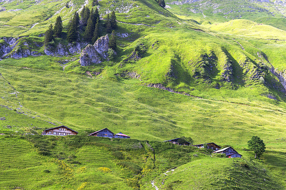 Mountain cabins on Brienzer Rothorn mountain, Brienz, Switzerland