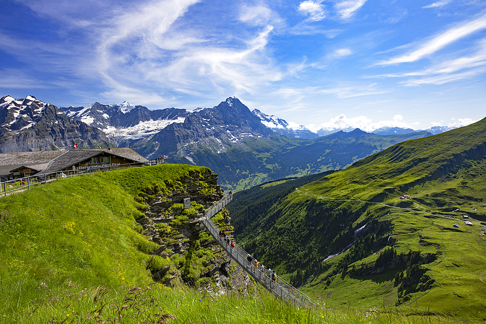 People on First Cliff Walk, First, Jungfrau Region, Berner Oberland, Switzerland