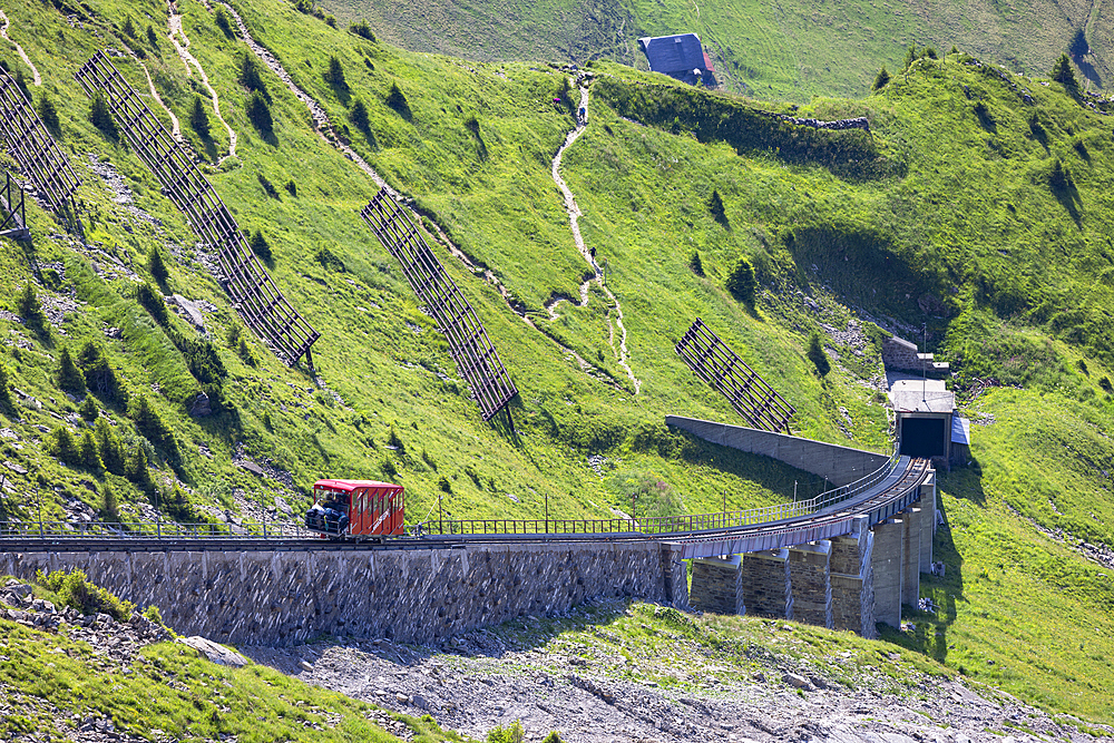 Funicular ascending Niesen mountain, Canton of Bern, Switzerland