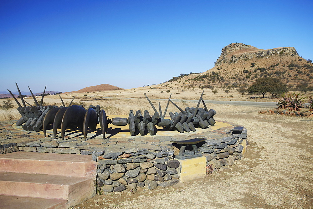 Zulu memorial at Isandlwana, Thukela, KwaZulu-Natal, South Africa, Africa