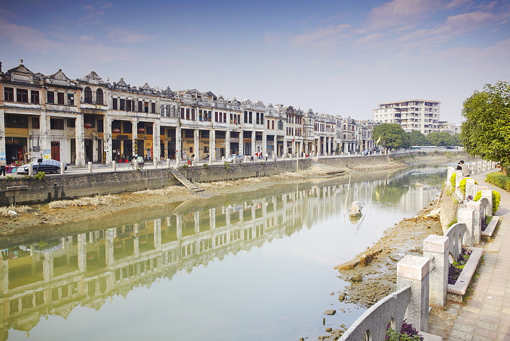 Colonial architecture along riverfront, Chikanzhen, Guangdong, Guangdong, China, Asia