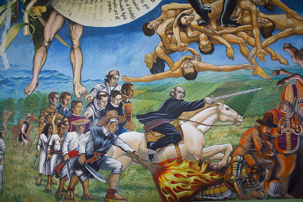 Municipal Building, mural depicting the local history, painted by Manuel Suasnavar Pastrana in 1988, Comitan, Chiapas, Mexico, North America