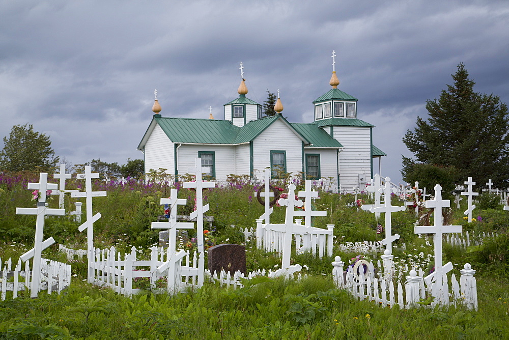 Transfiguration of our Lord Church, old Russian Church, founded 1846, Ninilchik, Alaska, United States of America, North America