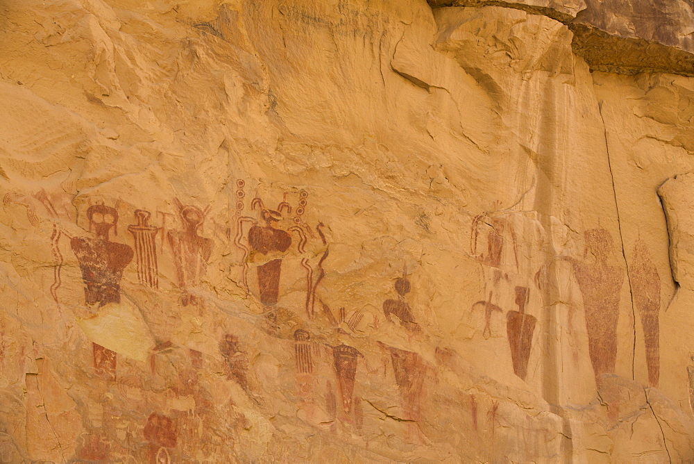 Sego Canyon Rock Art Panal, Barrier Canyon style pictographs, near Thompson, Utah, United States of America, North America