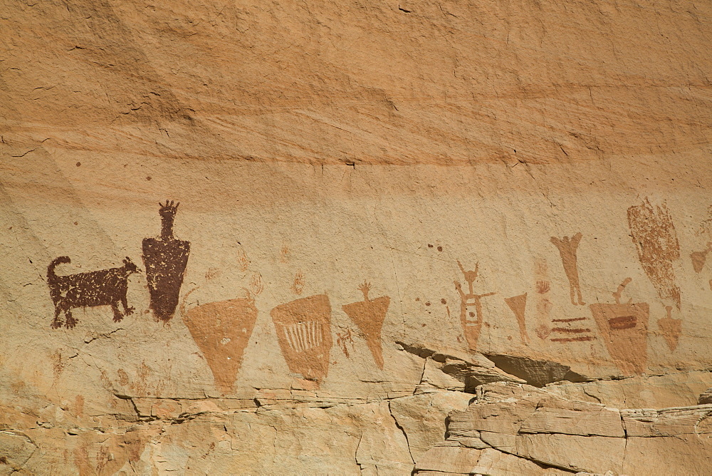 Pictograph Panel, Horseshoe Shelter Site, Barrier Canyon Style, Horseshoe Canyon, Canyonlands National Park, Utah, United States of America, North America