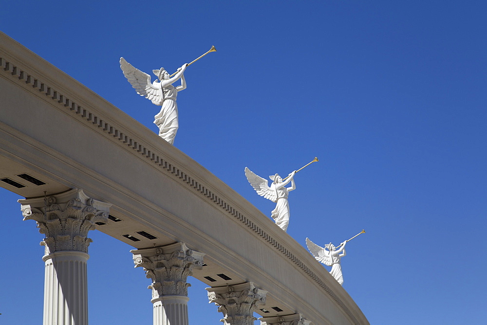 Statues of angels playing bugles, Caesar's Palace Hotel, Las Vegas, Nevada, United States of America, North America