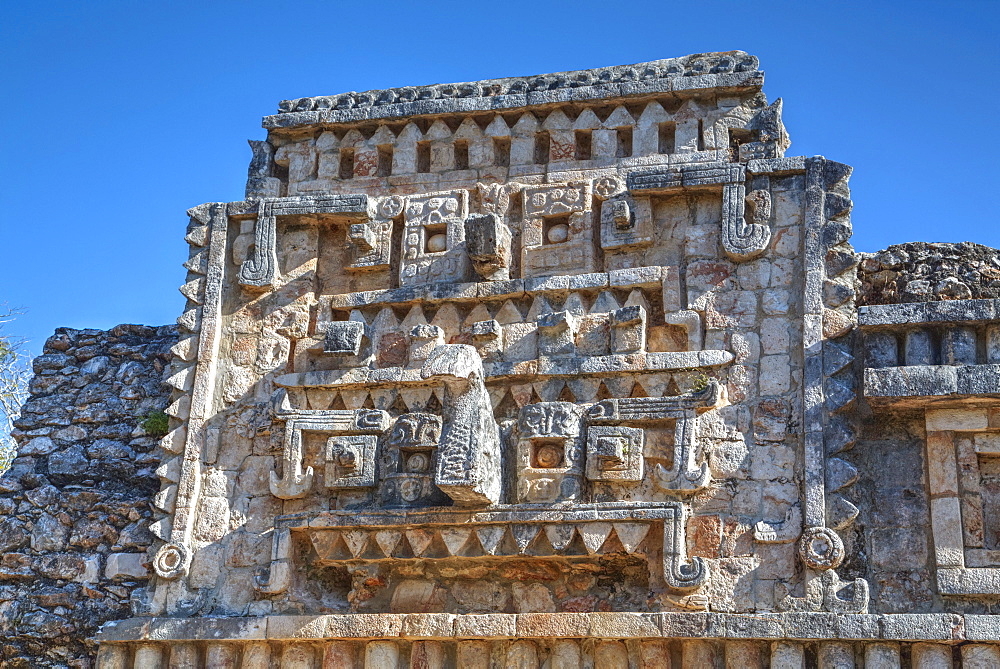 Chac Rain God mask, The Palace, Xlapak, Mayan archaeological site, Yucatan, Mexico, North America