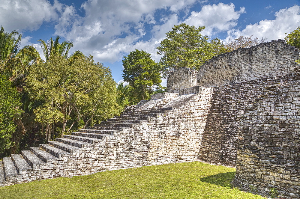 Stairway to the Acropolis, Kohunlich, Mayan archaeological site, Quintana Roo, Mexico, North America