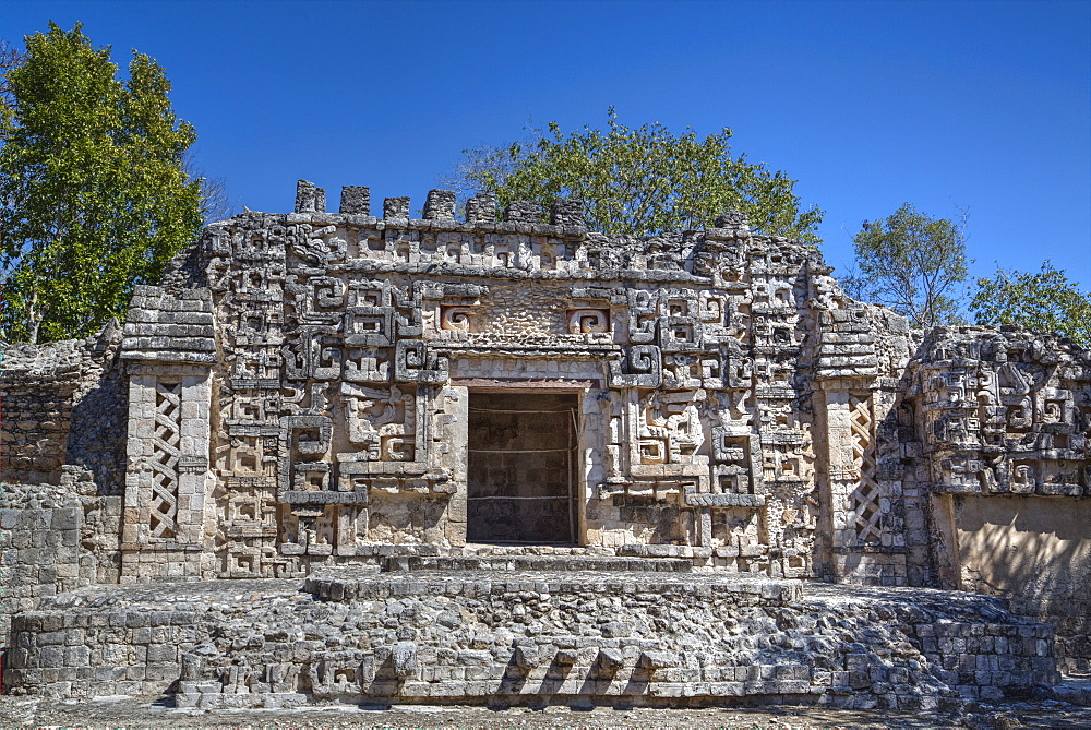 Monster Mouth Doorway, Structure II, Hochob, Mayan archaeological site, Chenes style, Campeche, Mexico, North America