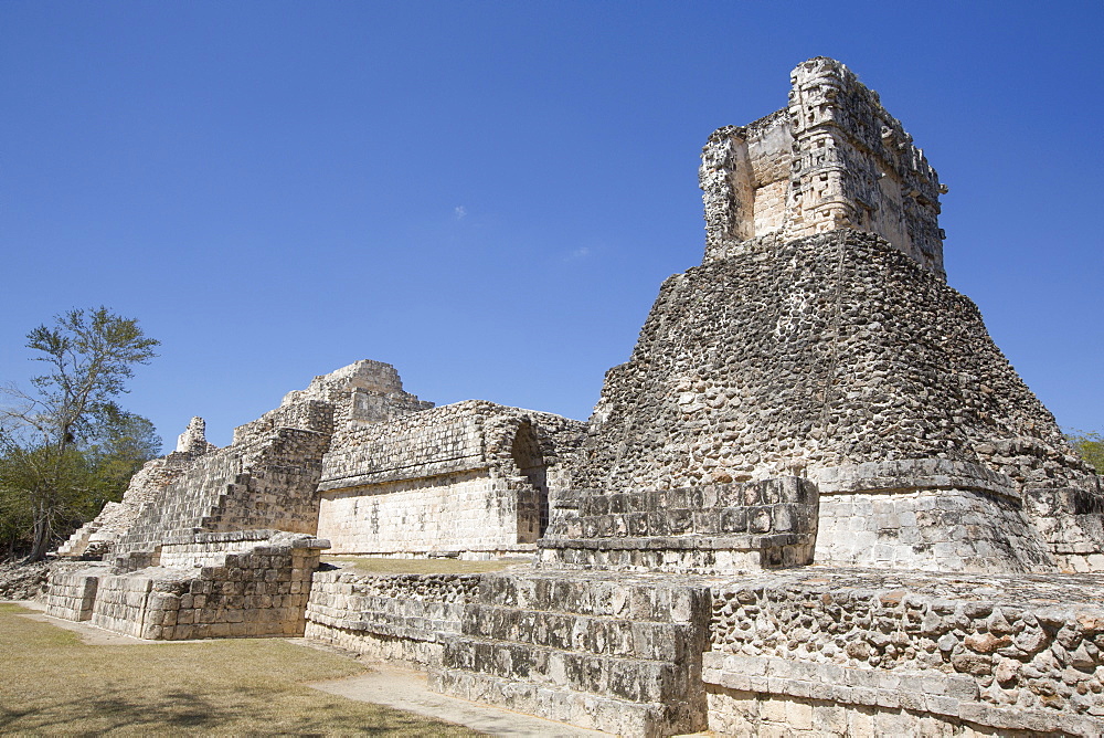 Dzibilnocac (Painted Vault) Temple, Dzibilnocac, Mayan archaeological ruins, Chenes style, Campeche, Mexico, North America