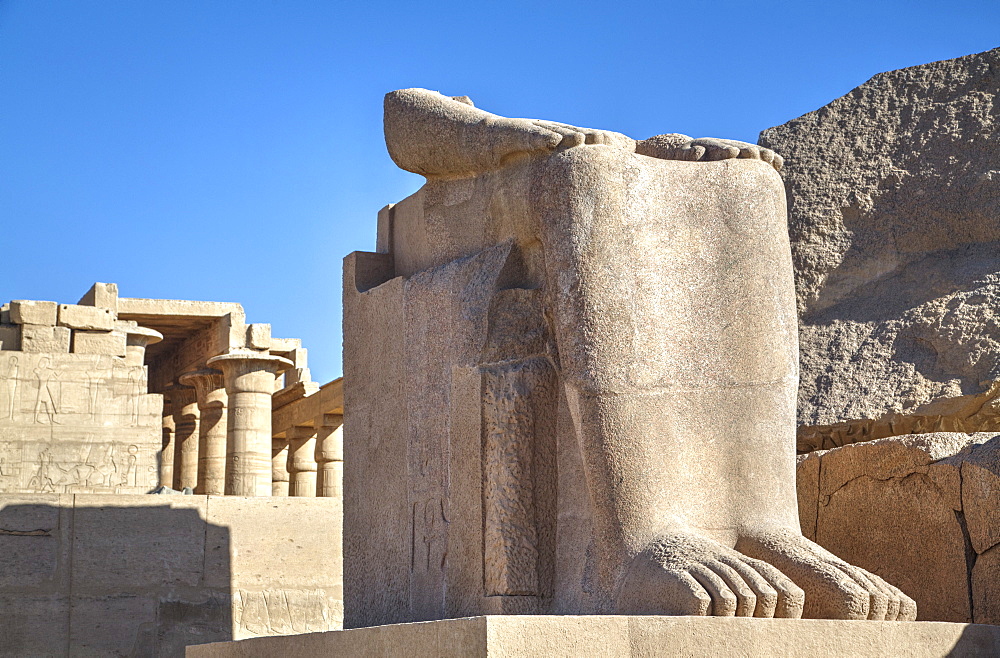 Lower remains of the Colossus of Ramses II, The Ramesseum (Mortuary Temple of Ramese II), Luxor, West Bank, Thebes, UNESCO World Heritage Site, Egypt, North Africa, Africa