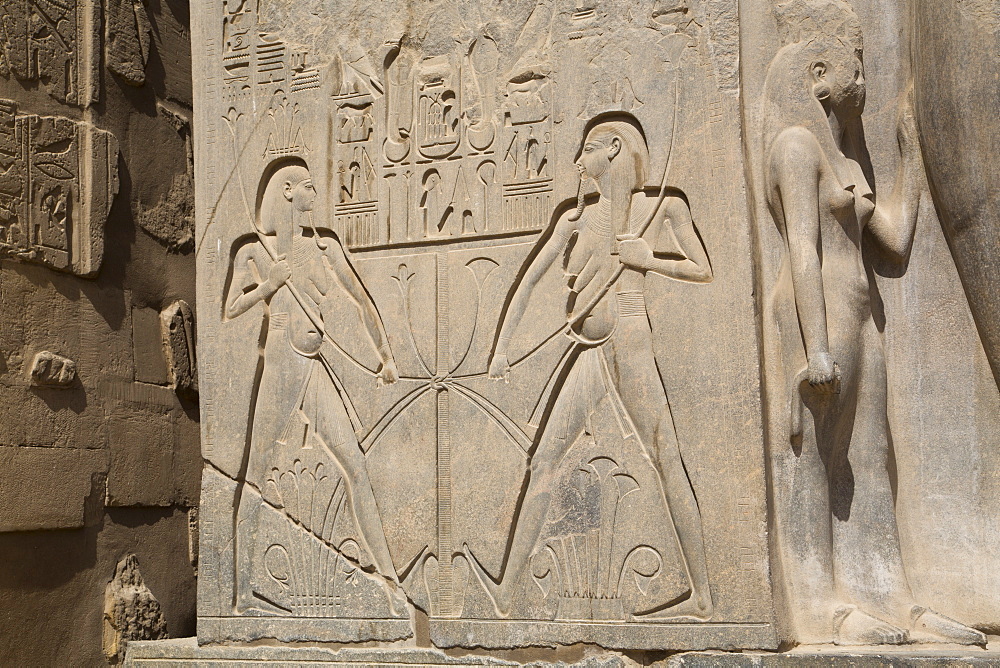 Double image relief of Ramses II, Luxor Temple, Luxor, Thebes, UNESCO World Heritage Site, Egypt, North Africa, Africa