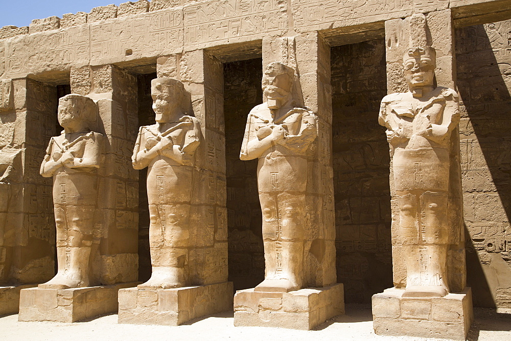 Osiride statues of Ramses III, Ramses III Temple, Karnak Temple, Luxor, Thebes, UNESCO World Heritage Site, Egypt, North Africa, Africa