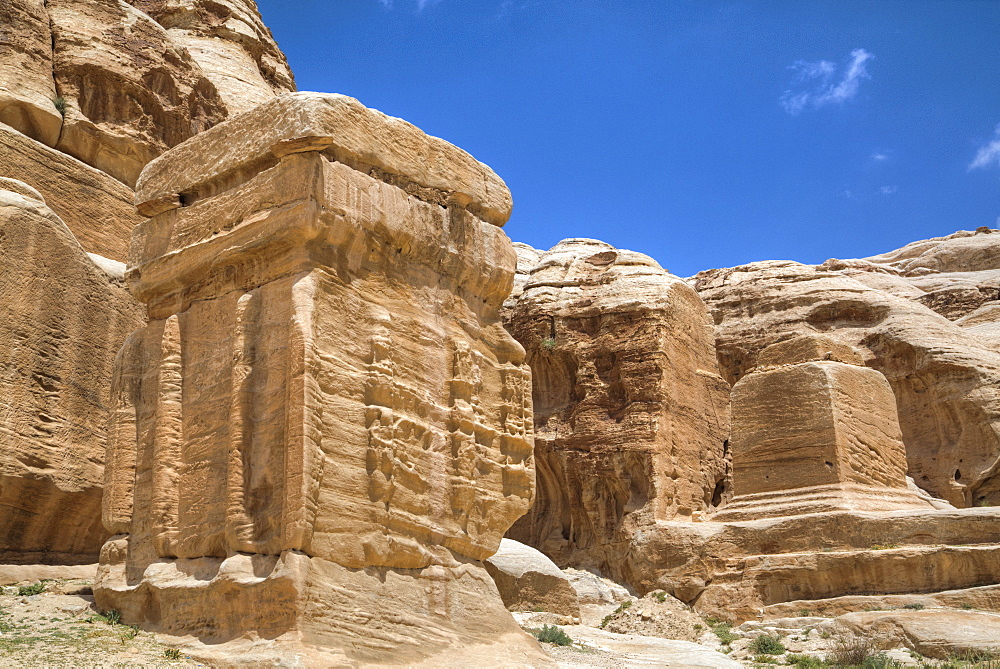 Djinn Blocks, dating from between 50 BC and 50 AD, Petra, UNESCO World Heritage Site, Jordan, Middle East