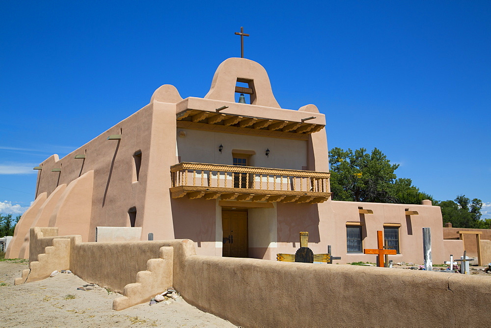 Pueblo Mission, San Ildefonso Pueblo, Pueblo dates to 1300 AD, New Mexico, United States of America, North America