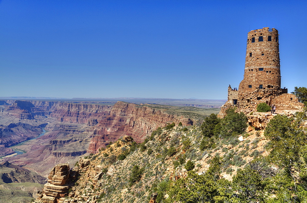 Watch Tower, Colorado River below, Desert View Point, South Rim, Grand Canyon National Park, UNESCO World Heritage Site, Arizona, United States of America, North America