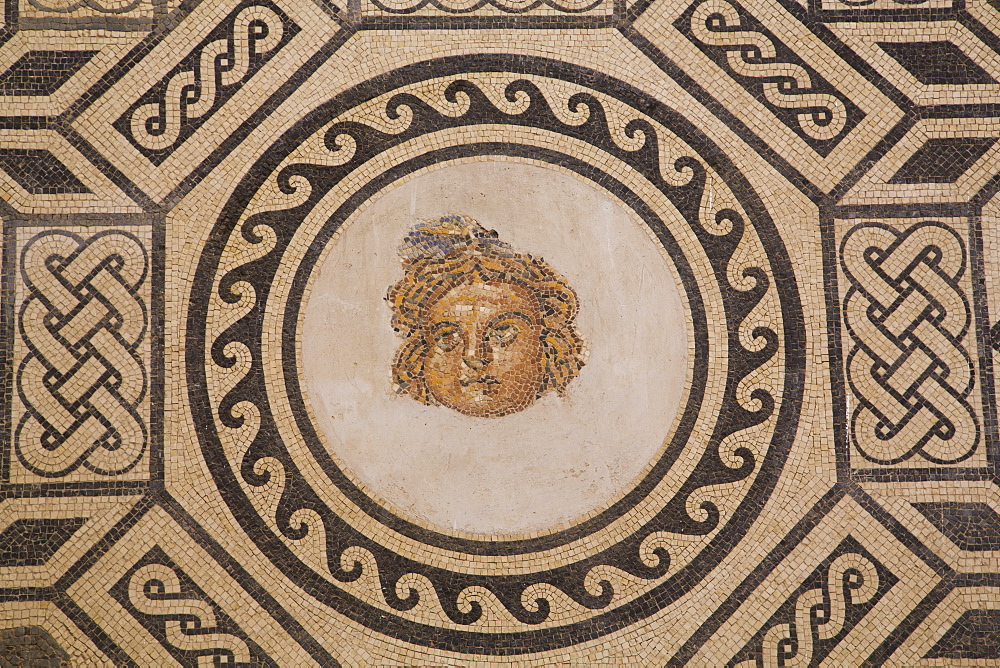 Mosaic of Medusa, Alacazar de los Reyes Cristianos, Cordoba, Andalucia, Spain, Europe