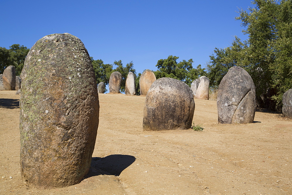 Megalithic stone-circles, 5000 to 4000 BC, Almendres Cromlech, near Evora, Portugal, Europe