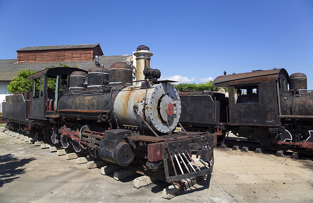 Old Steam Sugar Locomotives, Cienfuegos City, UNESCO World Heritage Site, Cienfuegos, Cuba, West Indies, Central America