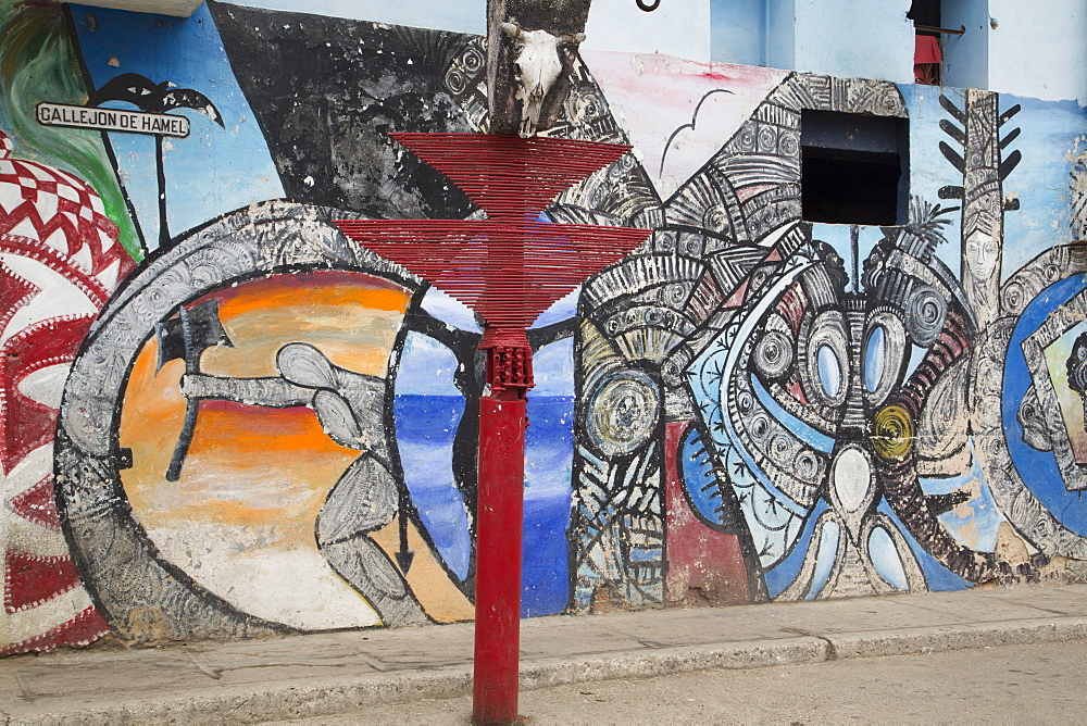 Murals by Salvador Gonzalez, Callejon de Hamel, Centro Habana, Havana, Cuba, West Indies, Central America