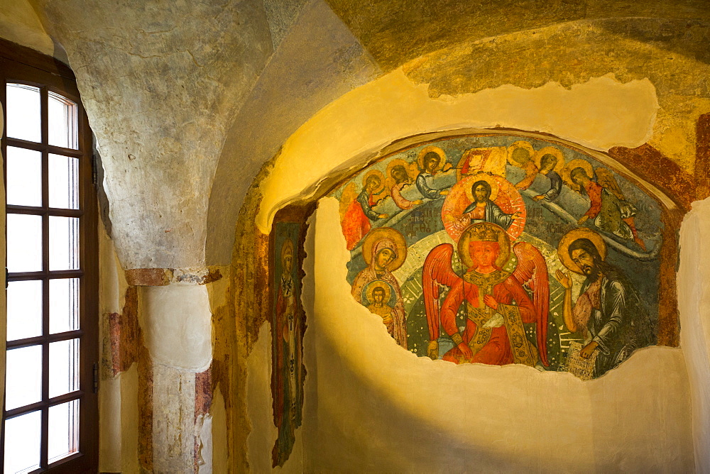 Fresco paintings, Archbishops Palace, UNESCO World Heritage Site, Kremlin, Veliky Novgorod, Novgorod Oblast, Russia, Europe