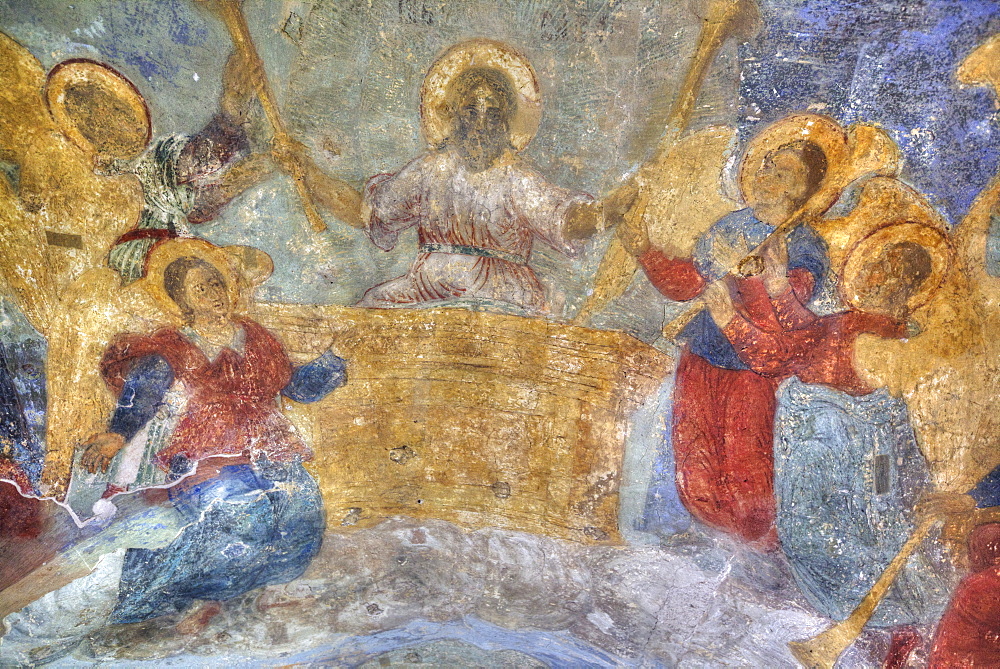 Interior fresco paintings, Cathedral of Our Lady of the Sign, Veliky Novgorod, Novgorod Oblast, Russia, Europe