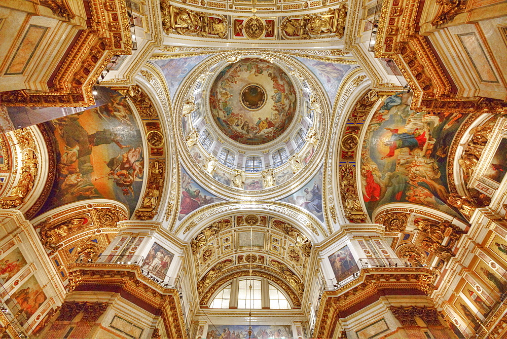 Interior, ceiling with belfry, St. Isaac's Cathedral, UNESCO World Heritage Site, St. Petersburg, Russia, Europe