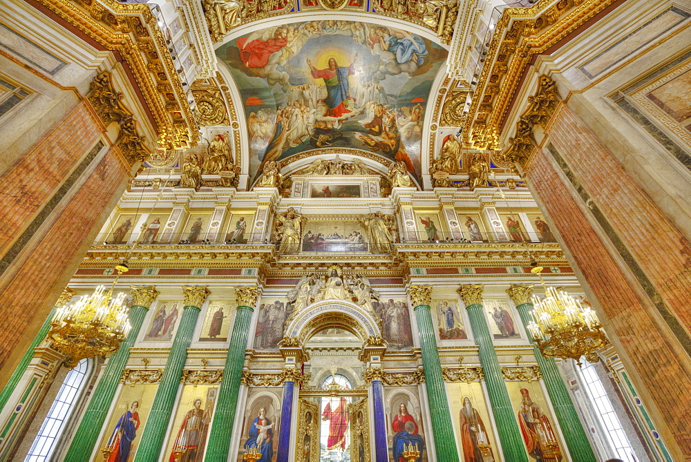 Interior walls and ceiling, St. Isaac's Cathedral, UNESCO World Heritage Site, St. Petersburg, Russia, Europe