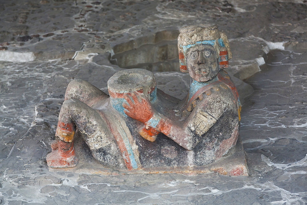 Chac-mool sculpture, dating from approximately 1350 AD, Templo Mayor, Mexico City, Mexico, North America