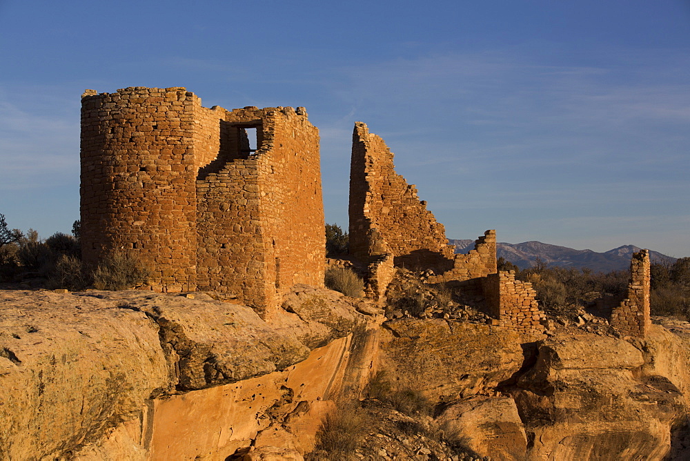 Hovenweep Castle in late afternoon, Ancestral Pueblo, Hovenweep National Monument, Utah, United States of America, North America