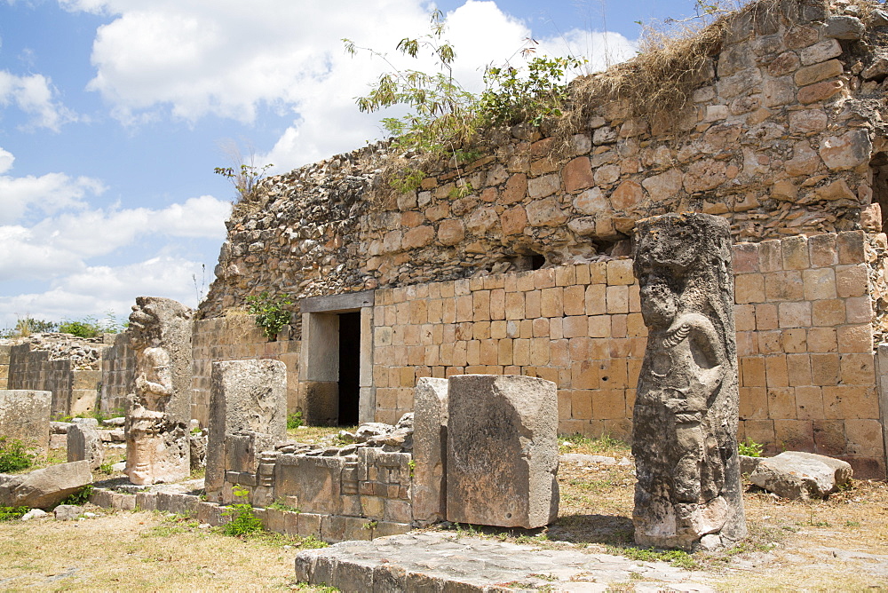 Mayan Ruins, The Palace with Statues, Oxkintok Archaeological Zone, 300 to 1050 AD, Yucatan, Mexico, North America