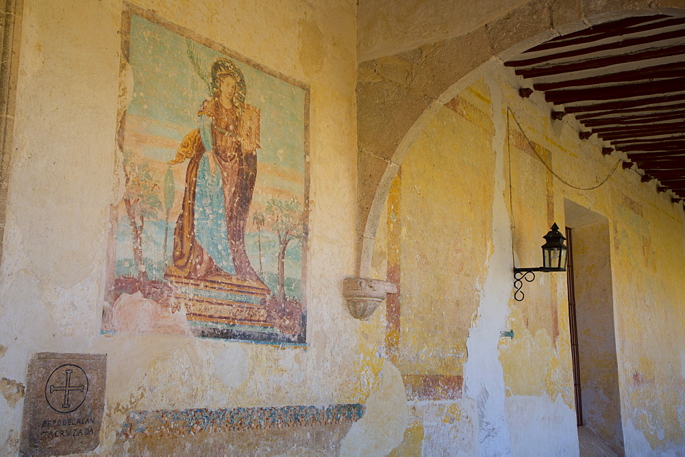 Late 16th century mural, Convent of San Antonio de Padua, completed 1561, Izamal, Yucatan, Mexico, North America