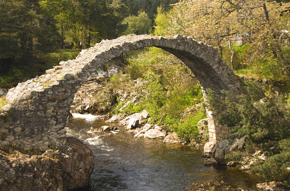 The Bridge of Carr, built in 1717, Carrbridge, Inverness-shire, Highlands, Scotland, United Kingdom, Europe