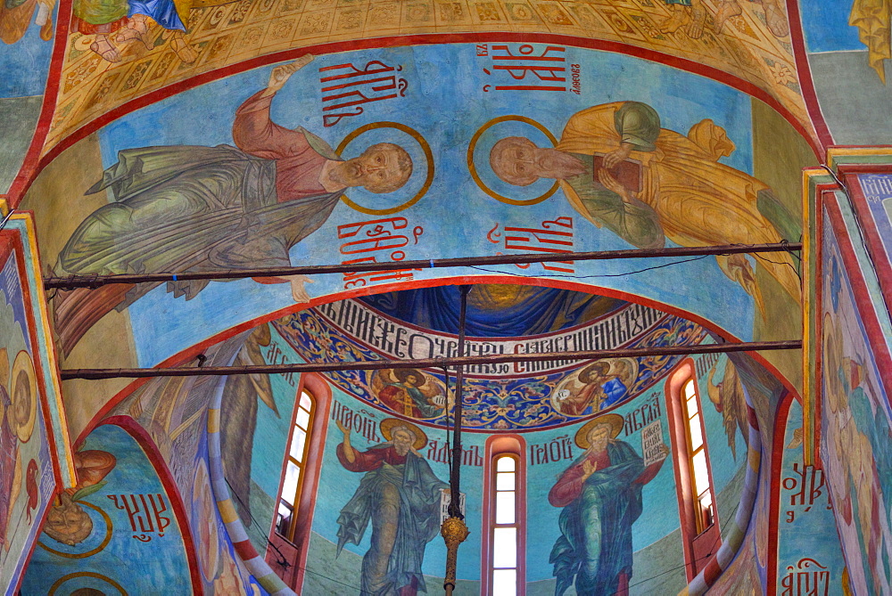 Frescoes, Holy Dormition Cathedral, The Holy Trinity Saint Sergius Lavra, UNESCO World Heritage Site, Sergiev Posad, Russia, Europe