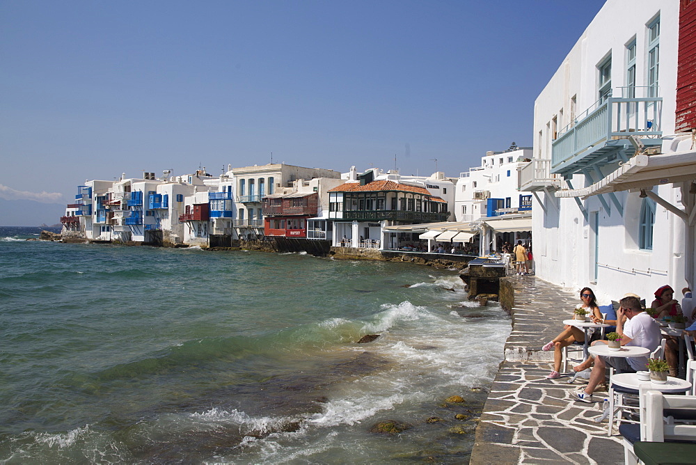 Little Venice, Mykonos Town, Mykonos Island, Cyclades Group, Greek Islands, Greece, Europe