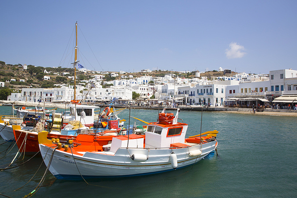 Fishing Boat, Mykonos Harbor, Mykonos Island, Cyclades Group, Greek Islands, Greece, Europe