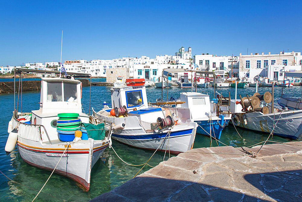 Fishing Boats, Old Port of Naoussa, Paros Island, Cyclades Group, Greek Islands, Greece, Europe