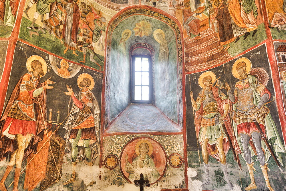 Interior Frescoes, Church of the Holy Cross, 1487, UNESCO World Heritage Site, Patrauti, Suceava County, Romania, Europe