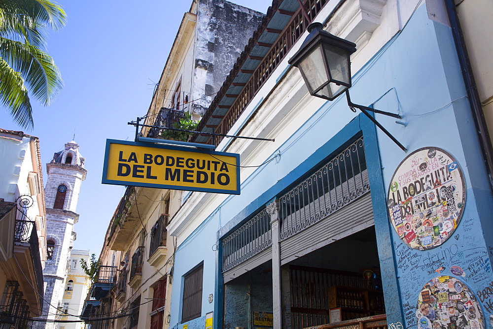 Sign, La Bodeguita del Medio Restuarant and Bar, Old Town, UNESCO World Heritage Site, Havana, Cuba, West Indies, Caribbean, Central America