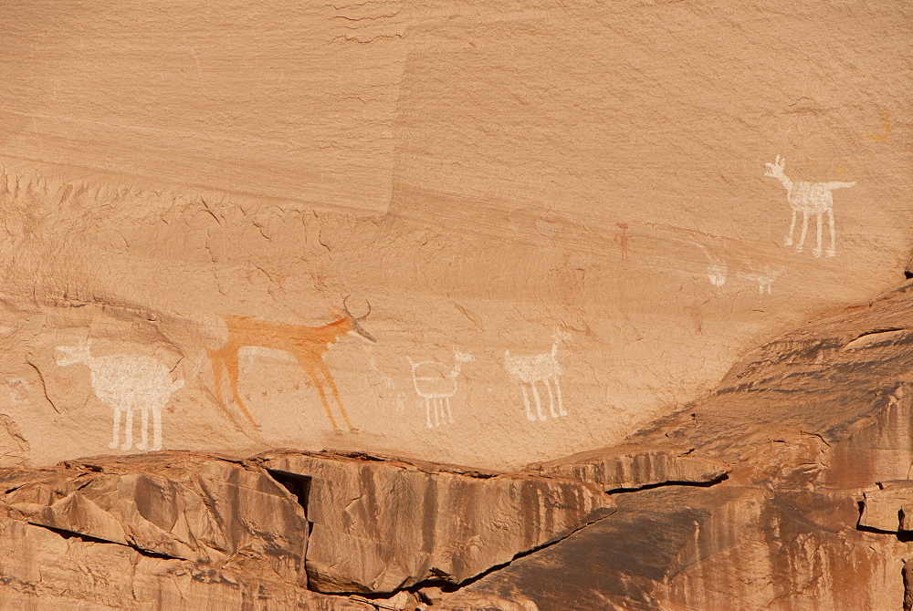 Canyon de Chelly National Monument, Antelope House Ruins, Colorful Rock Art Paintings, Arizona, United States of America, North America