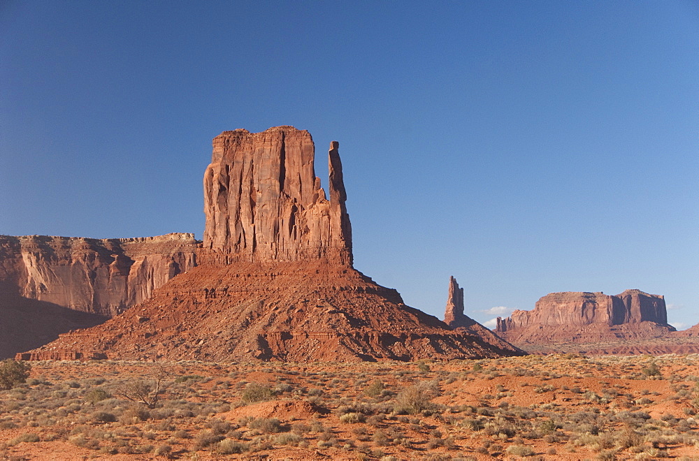 Monument Valley Navajo Tribal Park, Park Road (foreground), West and East , Utah, United States of America, North America