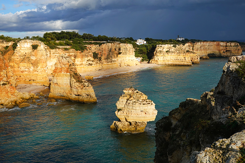 The dramatic cliffs and coastline near Algar de Benagil, Algarve, Portugal