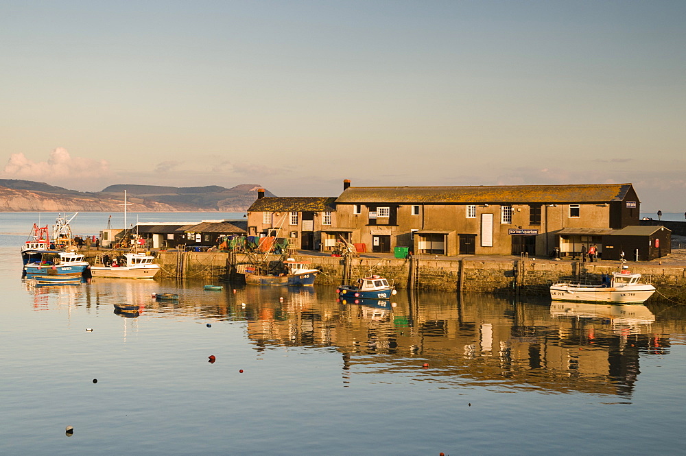 The harbour at Lyme Regis taken from the Cobb, Dorset, England, United Kingdom, Europe