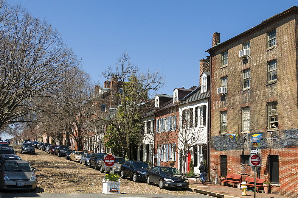 Prince Street also known as Captains Row in Old Town, Alexandria, Virginia, United States of America, North America