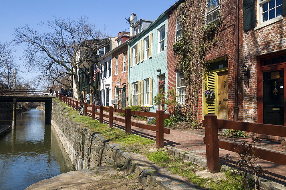 Old houses along the C&O Canal, Georgetown, Washington, D.C., United States of America, North America